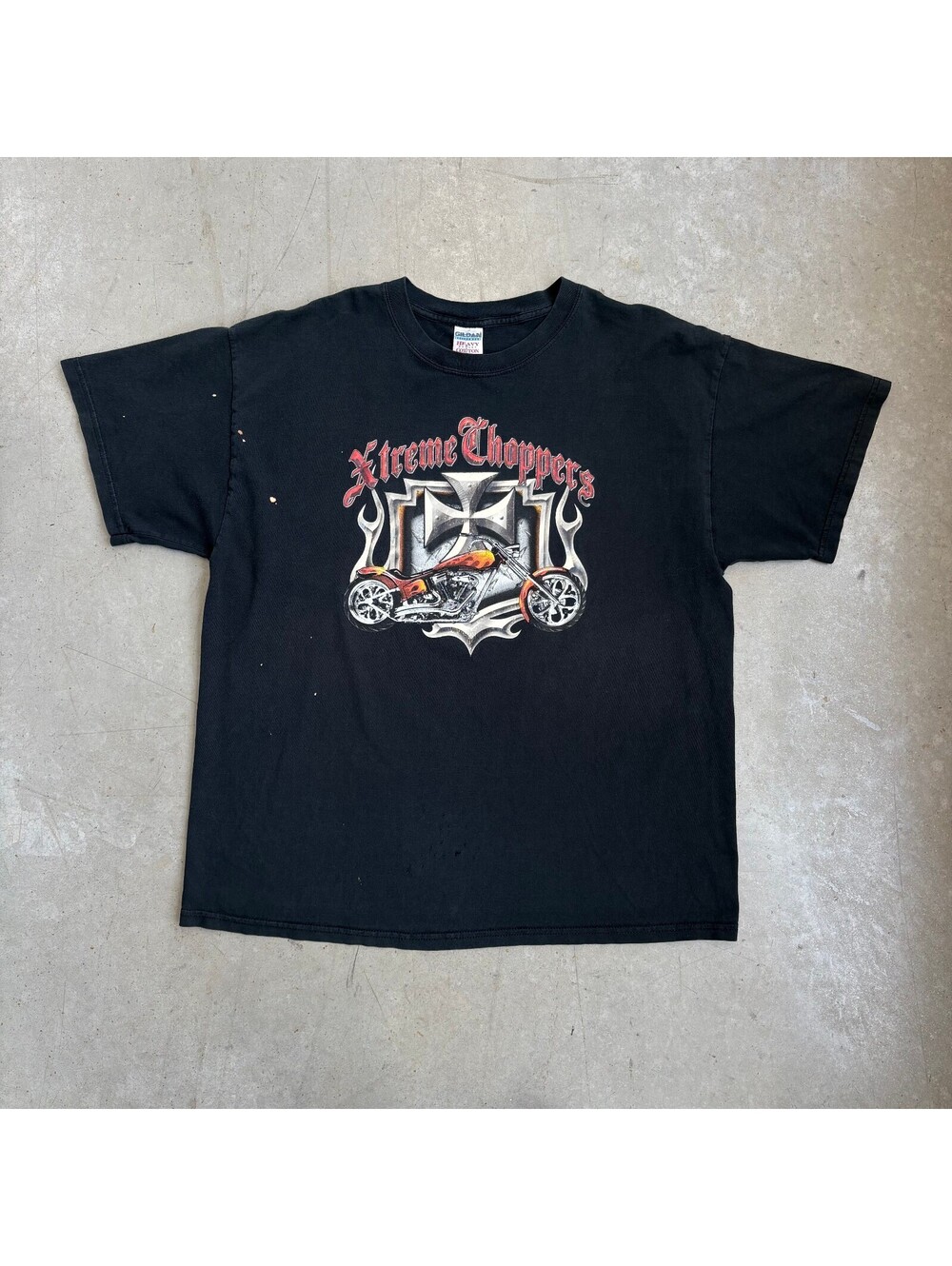 Vintage 90s Xtreme Chopped Motorcycle Flawed T-Shirt Extra Large Black